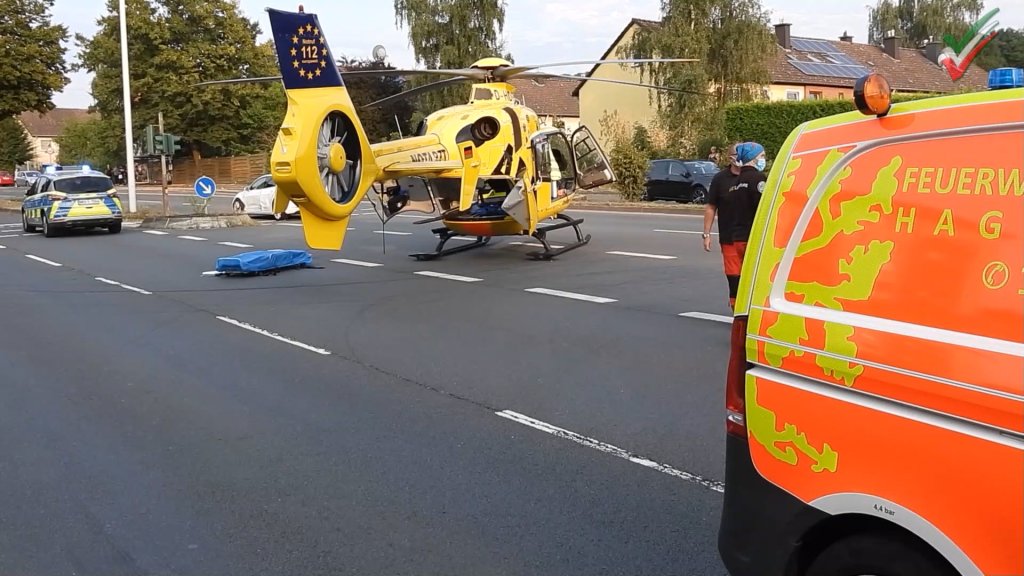 Schwerer Motorradunfall in Hagen – 28-Jähriger schwer verletzt und mit RTH in Klinik geflogen