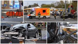 Verkehrsunfall in Hagen: Auto prallt gegen Wand einer McDonald’s-Filiale